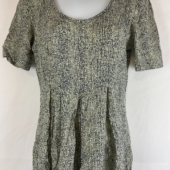 All That Jazz Romper 5/6 Black Light Yellow Print Pleats Zipper Back - Picture 3 of 10